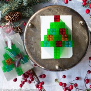 This Christmas tree made of stackable gummy LEGO candy might be one of the best food gifts, ever.