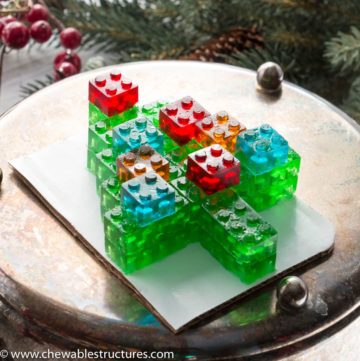 This Christmas tree made of stackable gummy LEGO candy might be one of the best food gifts, ever.
